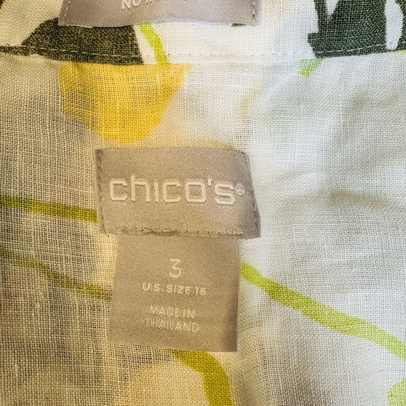 Chicos No Iron. 100% linen Floral Button-Up Women's Top Size 3/US XL - Picture 8 of 9